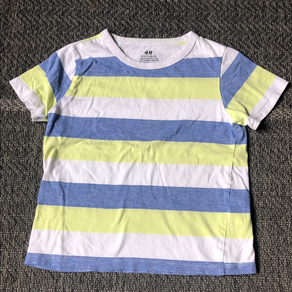 H&M Kids Striped Short Sleeve Tee in Blue, Yellow & White